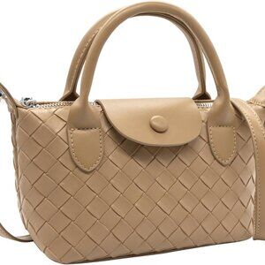 Mini Crossbody Bag for Women Vegan Leather Small Braided Tote Purse